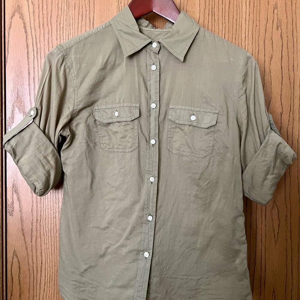 GAP Women’s Olive Green Casual Button-Down Shirt